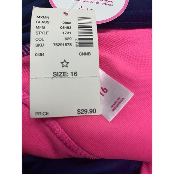 Justice Tankini Bathing/Swim Suit~Blue/Pink Size 16 NEW! - Picture 4 of 6